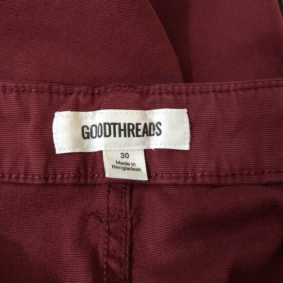 L Goodthreads Mens Shorts Burgundy Dark Wine Red Canvas Casual NWOT Waist 30 x 9 - Picture 6 of 8